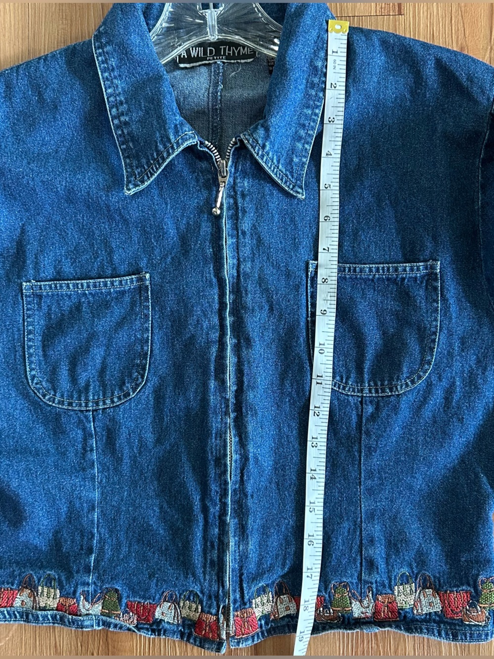 A Wild Thyme Women's Blue Denim Zip-Front Jacket - Picture 5 of 8